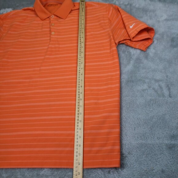 Nike Golf Polo Shirt Men's Large Orange Stripe Stretch Short Sleeve Fit Dry Logo - Picture 5 of 7